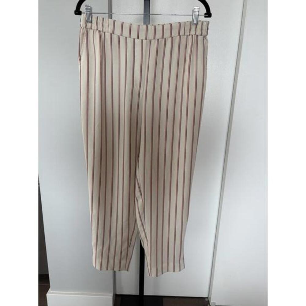 Anthropologie Cream Striped Essential Pants M